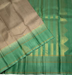 VSF1310 - grey color body , sea blue color pallu,blouse - Pure silk saree