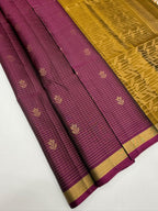 VSF1311 - purple color body , mustard color pallu,blouse - Pure silk saree