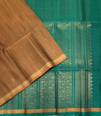 VSF1312 - chocolate brown color body , peacock green color pallu,blouse - Pure silk saree