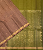 VSF1315 - chocolate brown color body , cowdung green color pallu,blouse - Pure silk saree