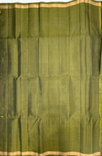 VSF1315 - chocolate brown color body , cowdung green color pallu,blouse - Pure silk saree