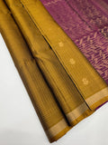 VSF1316 - mustard color body , purple color pallu,blouse - Pure silk saree