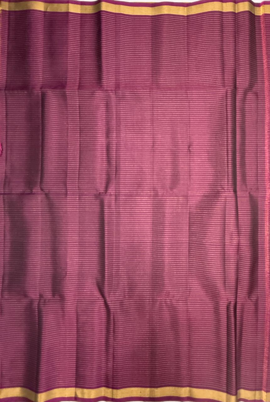 VSF1316 - mustard color body , purple color pallu,blouse - Pure silk saree