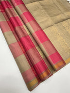 VSF1318 - grey with pink color body , grey color pallu,blouse - Pure silk saree