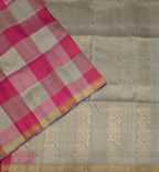 VSF1318 - grey with pink color body , grey color pallu,blouse - Pure silk saree
