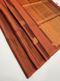 VSF1320 - rust orange color body , pallu,blouse - Pure silk saree