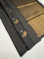 VSF1322 - black color body , pallu,blouse - Pure silk saree