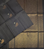 VSF1322 - black color body , pallu,blouse - Pure silk saree
