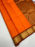 VSF1323 - orange color body , rust orange color pallu,blouse - Pure silk saree