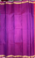 VSF1324 - peacock blue color body , violet color pallu,blouse - Pure silk saree