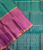 VSF1329 - lavender,peacock blue color body , pallu,blouse - Pure silk saree