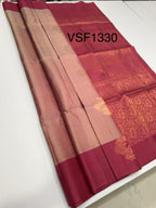 VSF1330 - light pink color body , dusky pink color pallu,blouse - Pure silk saree
