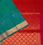 VSF1331 - peacock green color body , red with pink color pallu,blouse - Pure silk saree