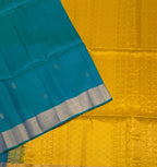 VSF1332 - peacock blue color body , yellow color pallu,blouse - Pure silk saree