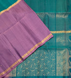 VSF1333 - dark lavender color body , peacock green color pallu,blouse - Pure silk saree