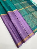 VSF1334 - light lavender color body , peacock green color pallu,blouse - Pure silk saree