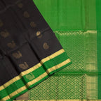 VSF1335 - black color body , green color pallu,blouse - Pure silk saree