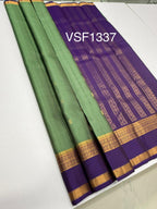 VSF1337 - pastel green color body , violet color pallu,blouse - Pure silk saree