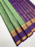 VSF1337 - pastel green color body , violet color pallu,blouse - Pure silk saree