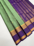 VSF1337 - pastel green color body , violet color pallu,blouse - Pure silk saree