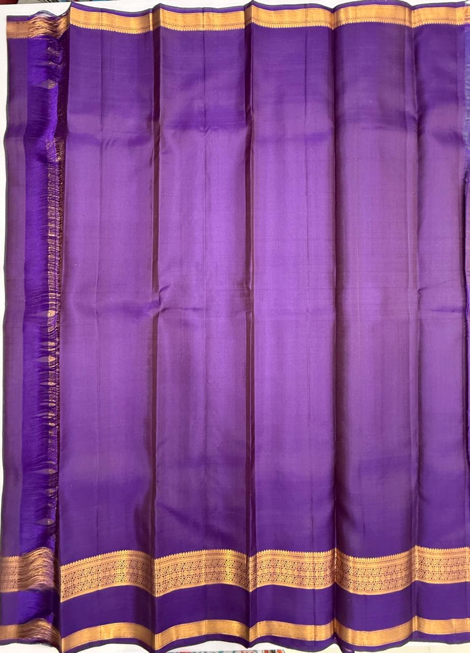 VSF1337 - pastel green color body , violet color pallu,blouse - Pure silk saree