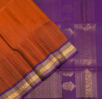 VSF1339 - rust orange color body , violet color pallu,blouse - Pure silk saree