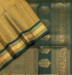 VSF1340 - khaki brown color body , green color pallu,blouse - Pure silk saree