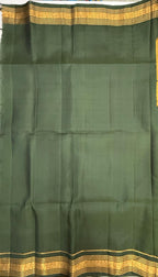 VSF1340 - khaki brown color body , green color pallu,blouse - Pure silk saree