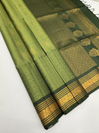 VSF1341 - pastel green color body , green color pallu,blouse - Pure silk saree