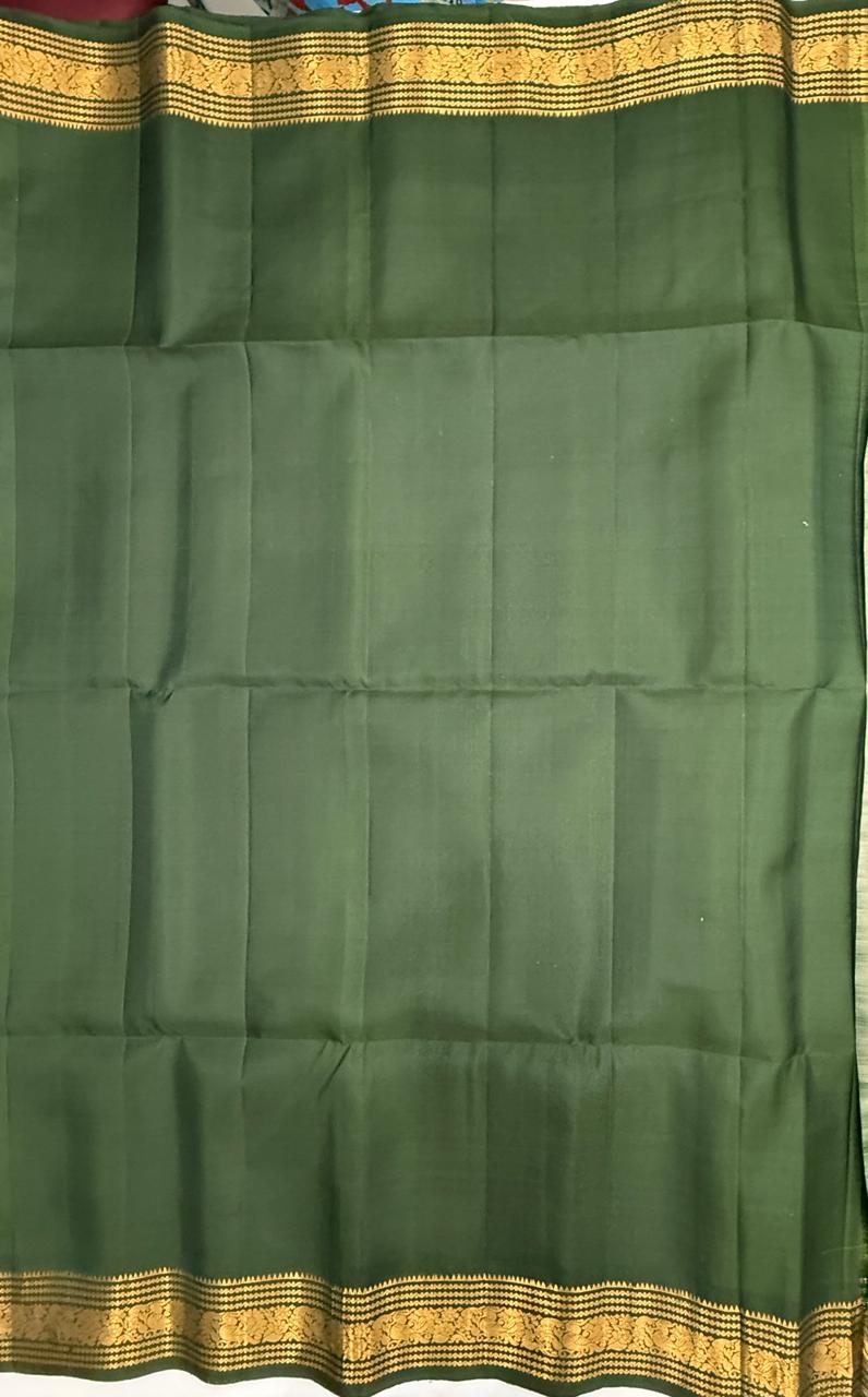 VSF1341 - pastel green color body , green color pallu,blouse - Pure silk saree