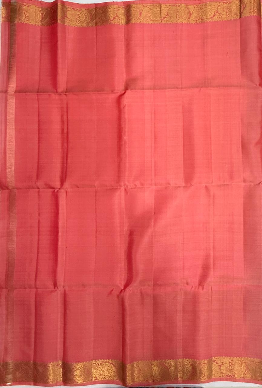 VSF1344 - multi color body , peach color pallu,blouse - Pure silk saree