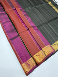VSF1345 - maroon, purple color body , black color pallu,blouse - Pure silk saree
