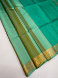 VSF1343 - teal green color body , pallu,blouse - Pure silk saree