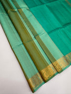 VSF1343 - teal green color body , pallu,blouse - Pure silk saree