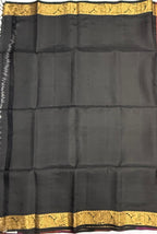 VSF1345 - maroon, purple color body , black color pallu,blouse - Pure silk saree