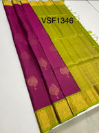 VSF1346 - purple color body , green color pallu,blouse - Pure silk saree