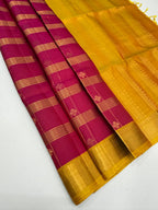VSF1348 - magenta color body , yellow color pallu,blouse - Pure silk saree