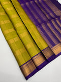 VSF1349 - dual green color body , violet color pallu,blouse - Pure silk saree