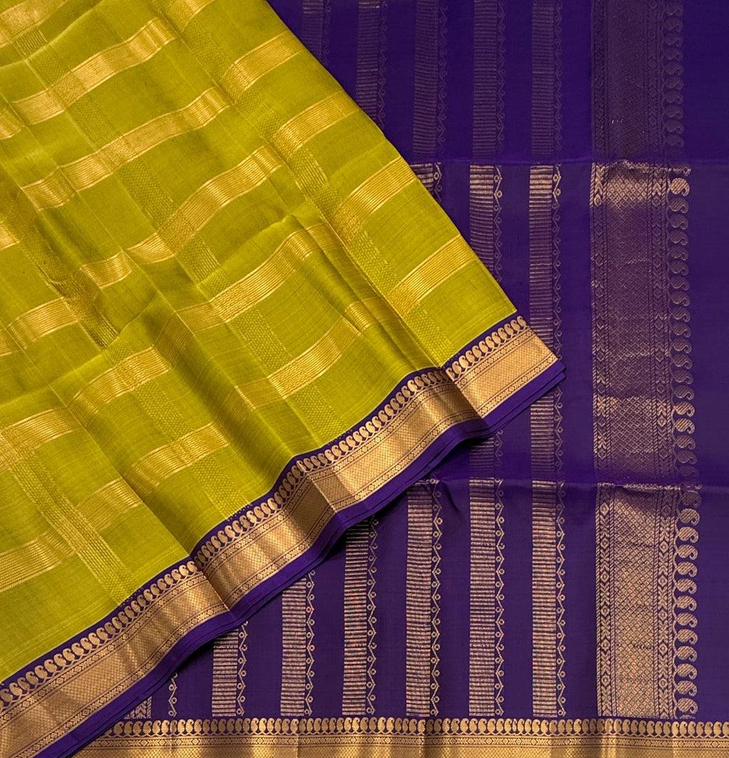 VSF1349 - dual green color body , violet color pallu,blouse - Pure silk saree