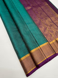 VSF1352 - peacock blue color body , violet color pallu,blouse - Pure silk saree