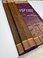 VSF1355 - honey brown color body , violet color pallu,blouse - Pure silk saree