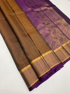 VSF1355 - honey brown color body , violet color pallu,blouse - Pure silk saree