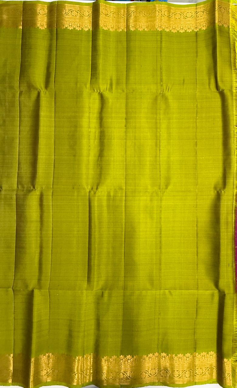 VSF1346 - purple color body , green color pallu,blouse - Pure silk saree