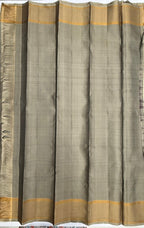 VSF1356 - dark green color body , grey color pallu,blouse - Pure silk saree