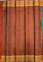 VSF1357 - peacock blue color body , orange color pallu,blouse - Pure silk saree