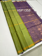 VSF1358 - pista green color body , lavender color pallu,blouse - Pure silk saree
