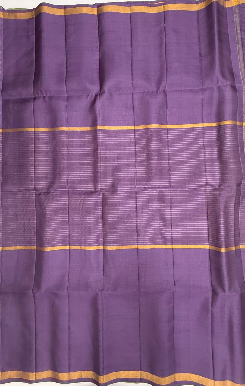 VSF1358 - pista green color body , lavender color pallu,blouse - Pure silk saree
