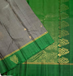 VSF1359 - grey color body , green color pallu,blouse - Pure silk saree