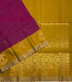 VSF1361 - purple color body , yellowish green color pallu,blouse - Pure silk saree