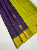 VSF1347 - violet color body , green color pallu,blouse - Pure silk saree